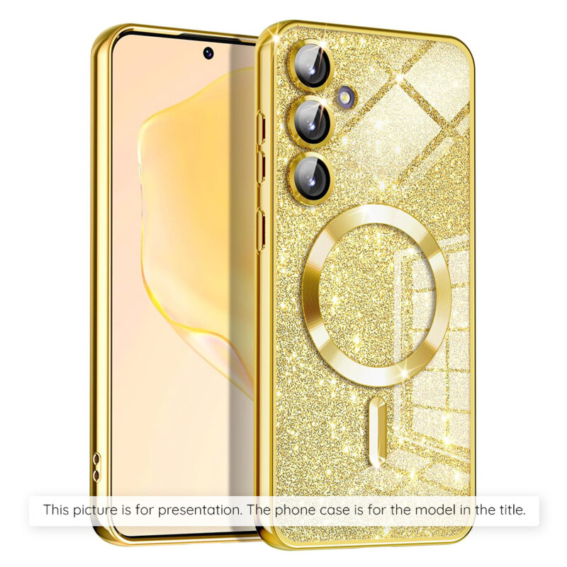 Husa premium iPhone 17 Pro Techsuit Luxury Glitter MagSafe, auriu