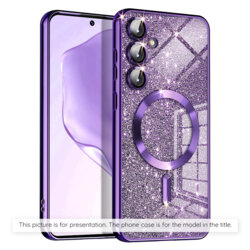 Husa premium iPhone 17 Pro Techsuit Luxury Glitter MagSafe, mov