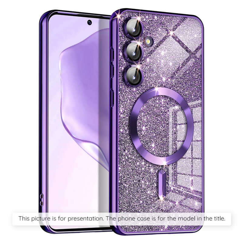 Husa premium iPhone 17 Pro Techsuit Luxury Glitter MagSafe, mov
