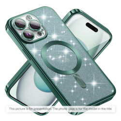 Husa premium iPhone 17 Pro Techsuit Luxury Glitter MagSafe, verde deschis