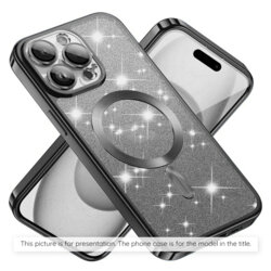 Husa premium iPhone 17 Pro Max Techsuit Luxury Glitter MagSafe, negru