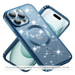 Husa premium iPhone 17 Pro Max Techsuit Luxury Glitter MagSafe, bleu