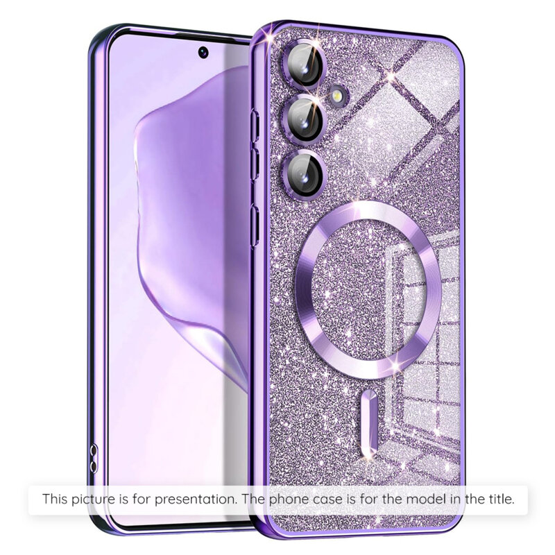 Husa premium iPhone 17 Pro Max Techsuit Luxury Glitter MagSafe, mov deschis