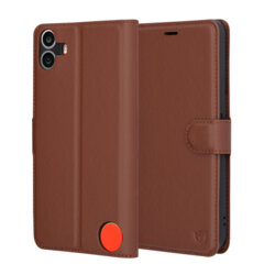 Husa Nothing CMF Phone 1 Techsuit Leather Folio, maro