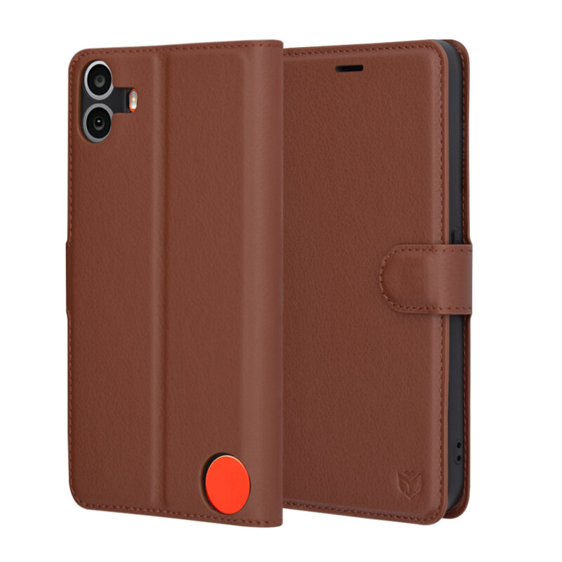 Husa Nothing CMF Phone 1 Techsuit Leather Folio, maro