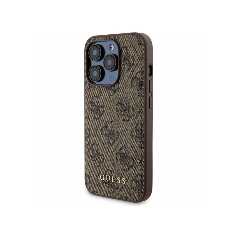Husa originala Guess iPhone 15 Pro Hardcase 4G Charms Collection, maro, GUHCP15LGF4GBR