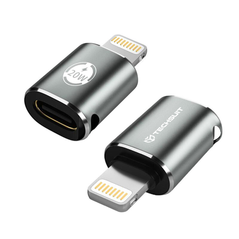 Adaptor OTG premium Type-C la Lightning, 3A Techsuit A11, gri