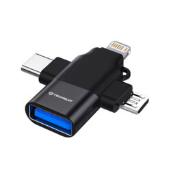 Adaptor OTG premium 4in1 Techsuit SoundVoltX A17, negru