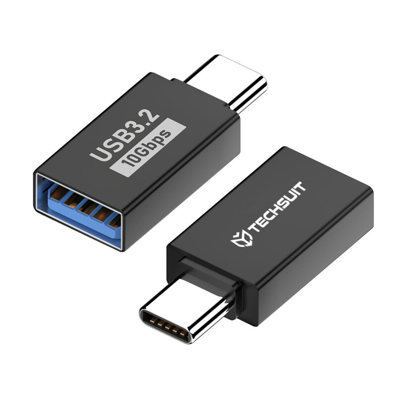 Adaptor OTG, USB la Type-C, 10Gbps Techsuit AluCoreX A14, negru