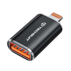 Adaptor OTG premium USB la Lightning, PD30W Techsuit A6, negru