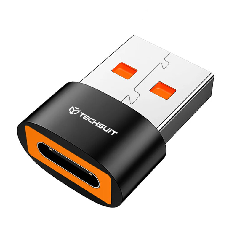 Adaptor OTG premium Type-C la USB, 6A, 120W Techsuit A4, negru