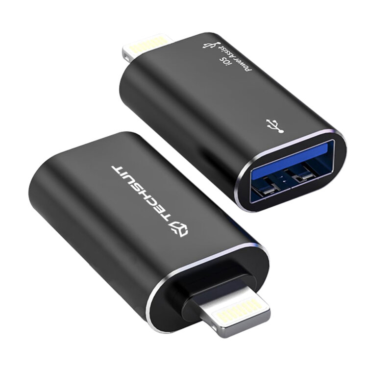 Adaptor OTG premium, USB la Lightning Techsuit AluVoltX A18, negru