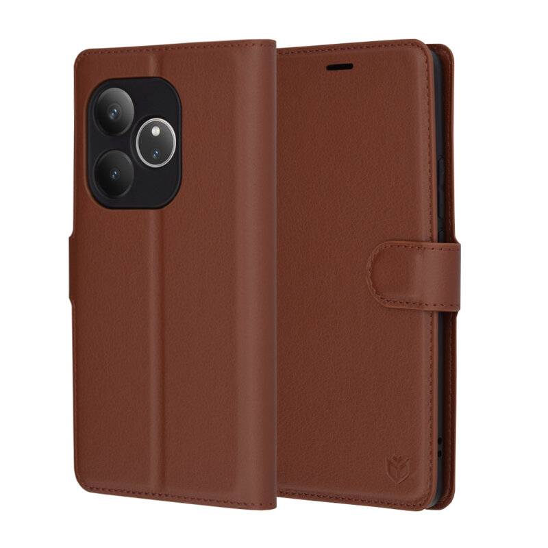 Husa Realme GT 6 Techsuit Leather Folio, maro
