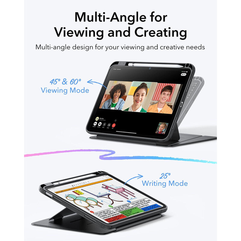 Husa iPad 11 (2025) ESR Flip Hybrid, negru