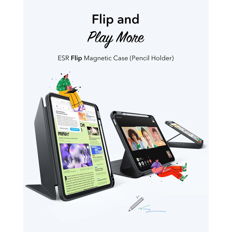 Husa iPad 11 (2025) ESR Flip Hybrid, negru