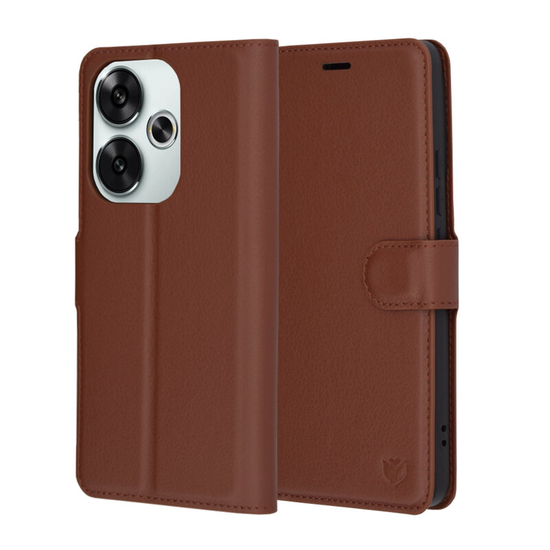 Husa Xiaomi Poco F6 Techsuit Leather Folio, maro