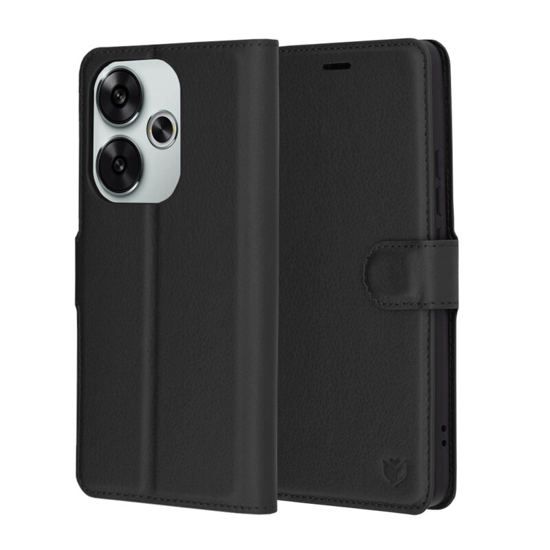 Husa Xiaomi Poco F6 Techsuit Leather Folio, negru