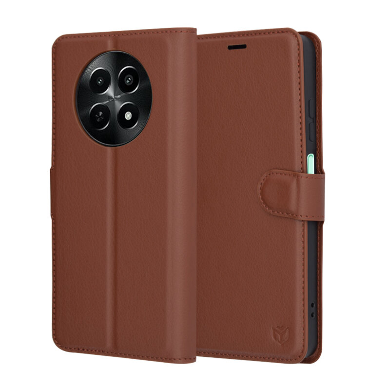 Husa Realme 12x Techsuit Leather Folio, maro