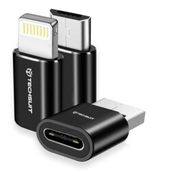 [Pachet 3x] Set Adaptor OTG premium Techsuit TriFlashX A19, negru