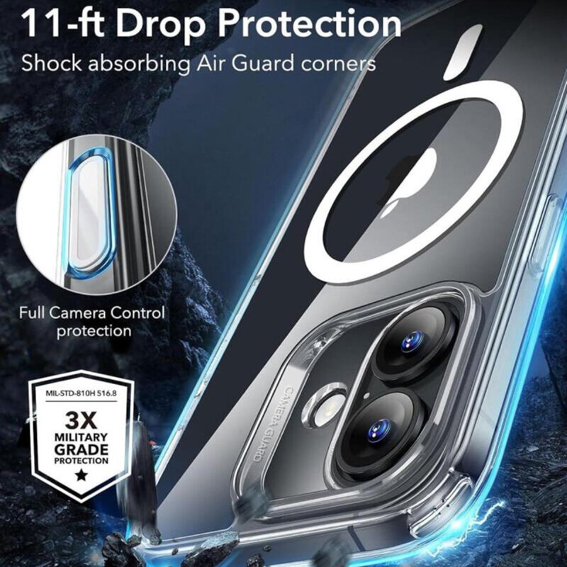 Husa iPhone 16 ESR Classic Hybrid HaloLock, transparenta
