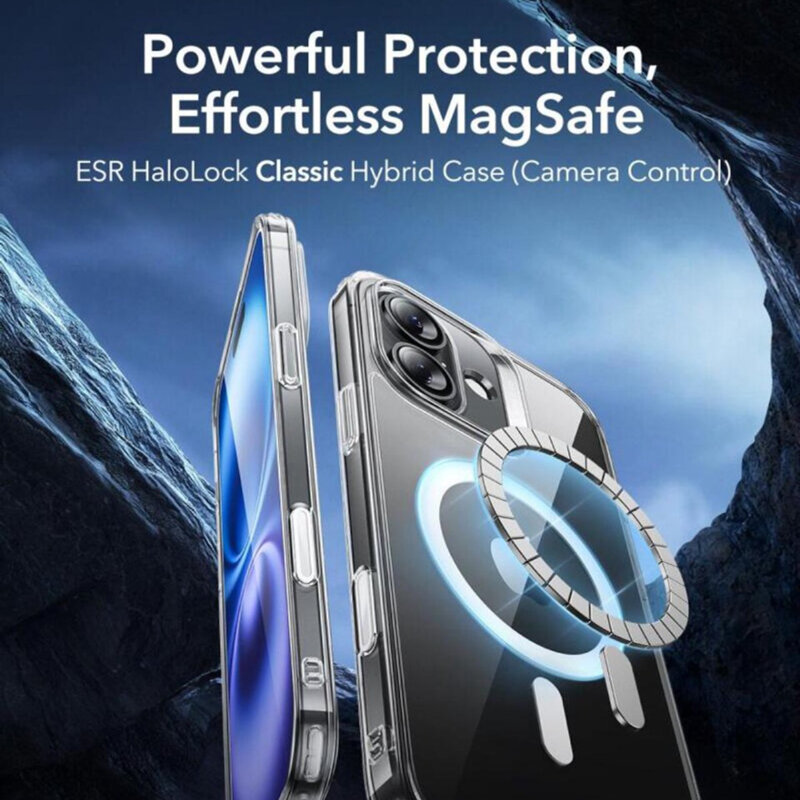 Husa iPhone 16 ESR Classic Hybrid HaloLock, negru frost