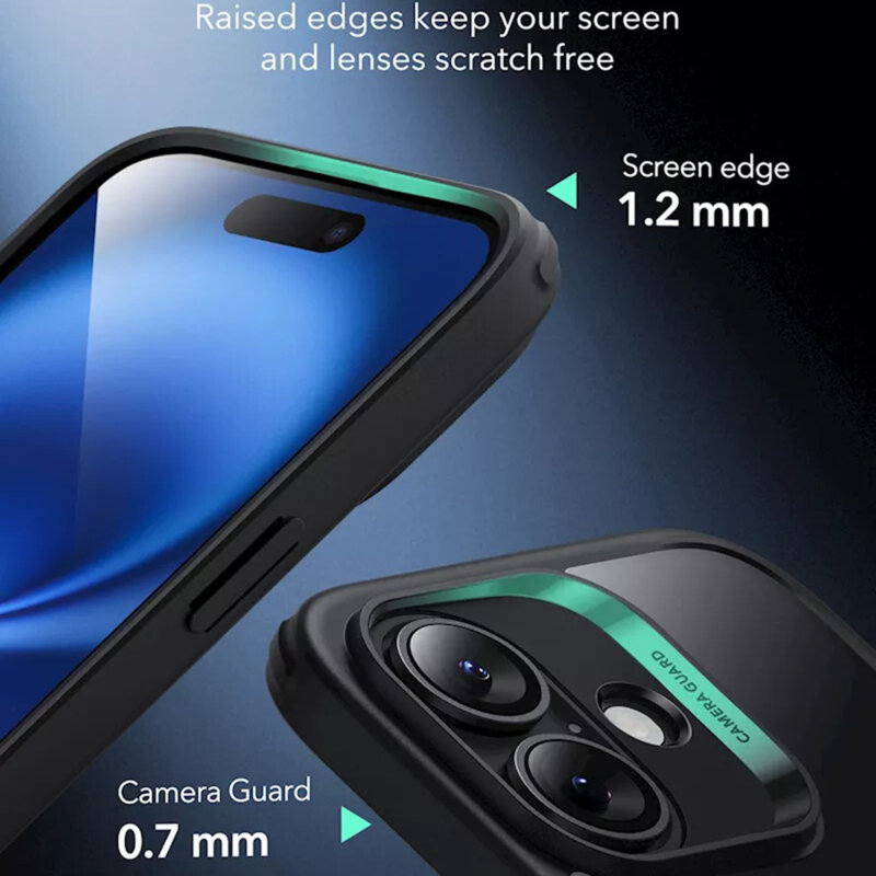 Husa iPhone 16 ESR Classic Hybrid HaloLock, negru/transparenta