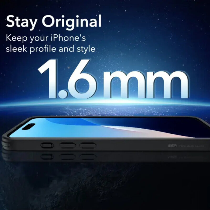 Husa iPhone 16 Pro ESR Classic Hybrid HaloLock, negru frost