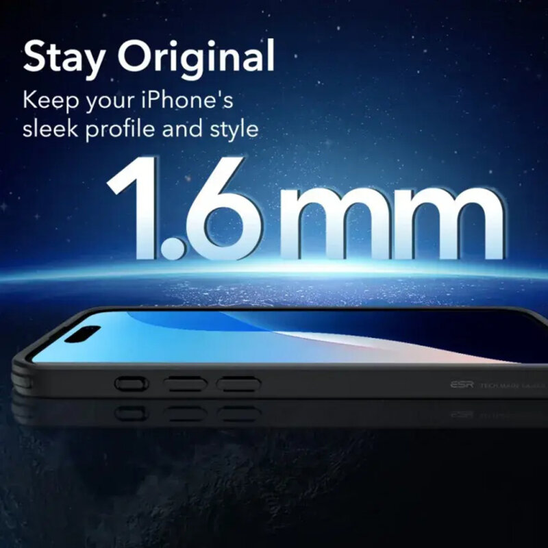 Husa iPhone 16 Pro ESR Classic Hybrid HaloLock, negru/transparenta