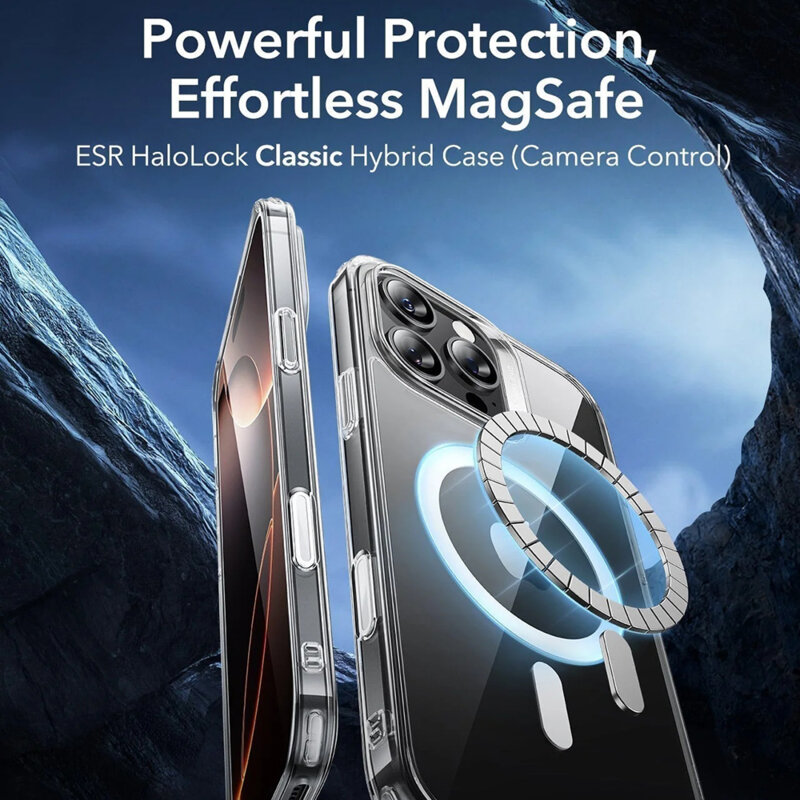 Husa iPhone 16 Pro Max ESR Classic Hybrid HaloLock, negru/transparenta