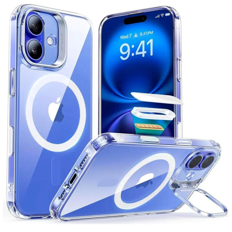 Husa iPhone 16 ESR Classic Hybrid HaloLock Kickstand, transparenta