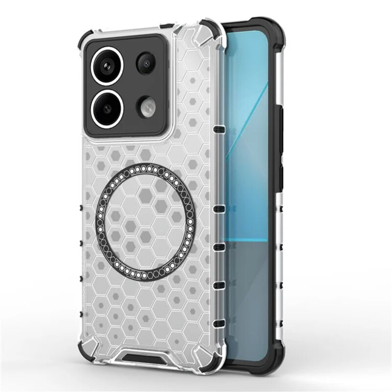 Husa transparenta Xiaomi Redmi Note 13 Pro 5G Techsuit HoneyComb Shield MagSafe, alb