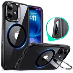 Husa iPhone 16 ESR Classic Hybrid HaloLock Kickstand, negru/transparenta