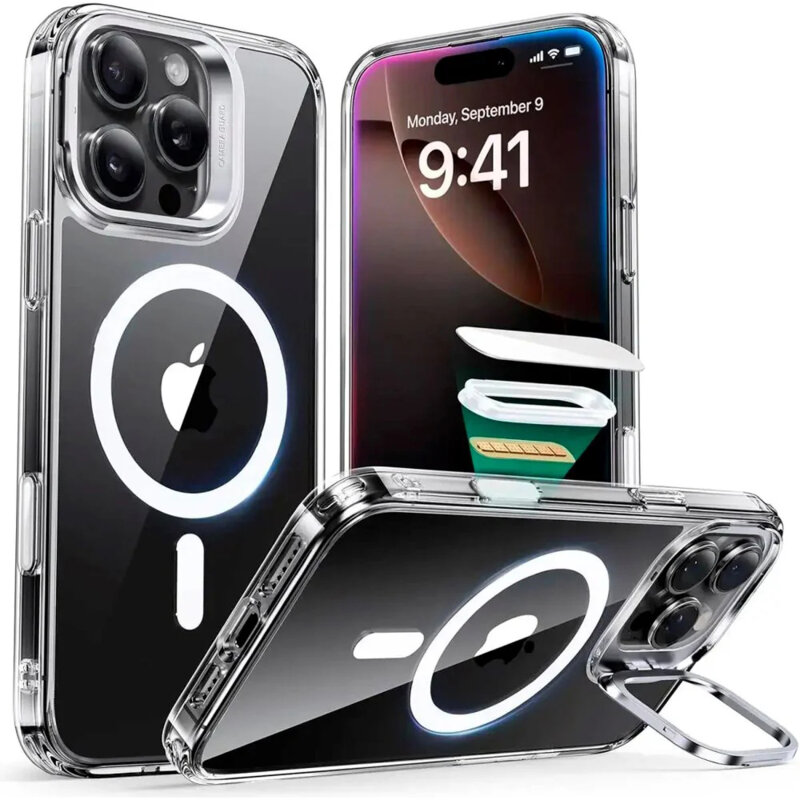 Husa iPhone 16 Pro Max ESR Classic Hybrid HaloLock Kickstand, transparenta