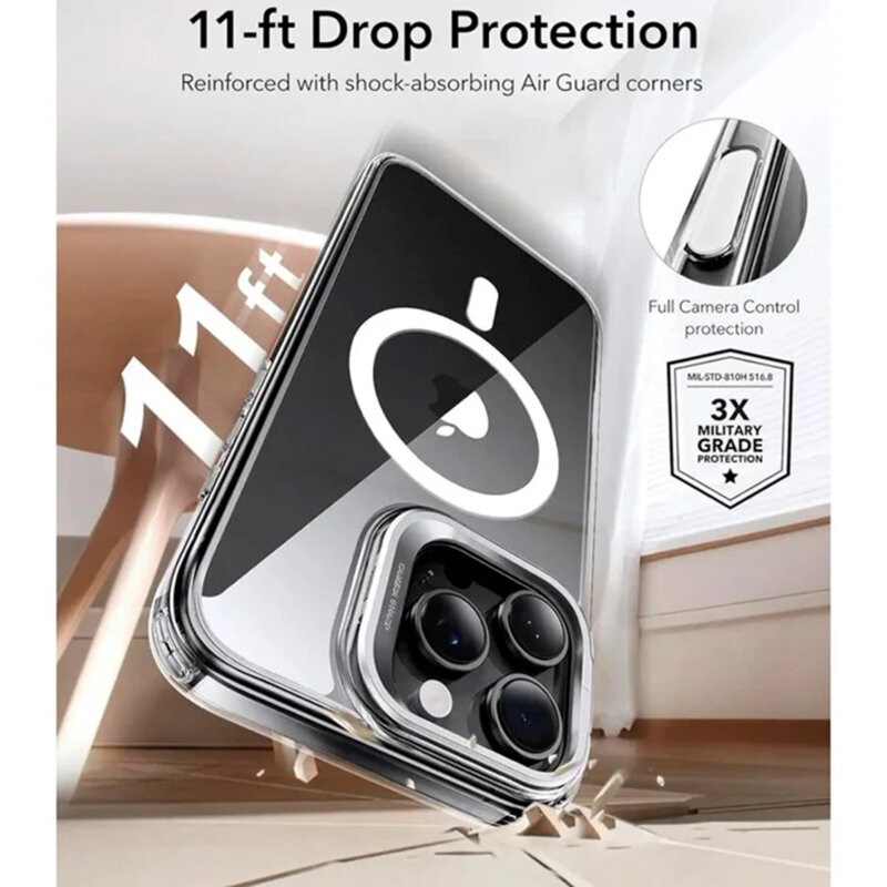 Husa iPhone 16 Pro Max ESR Classic Hybrid HaloLock Kickstand, transparenta