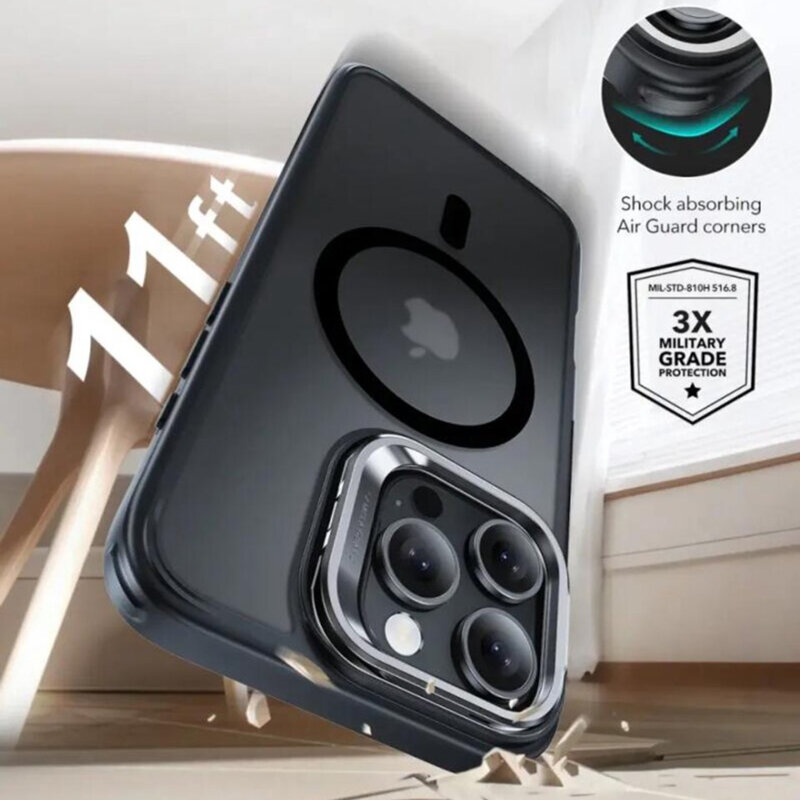 Husa iPhone 16 Pro ESR Classic Hybrid HaloLock Kickstand, negru frost