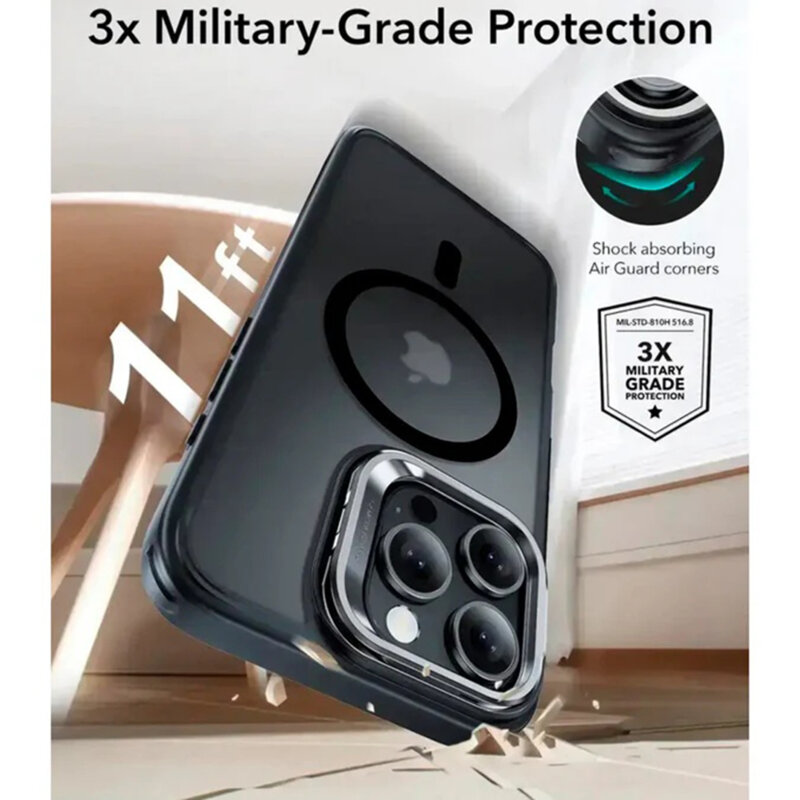 Husa iPhone 16 Pro Max ESR Classic Hybrid HaloLock Kickstand, negru frost