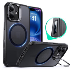 Husa iPhone 16 ESR Classic Hybrid HaloLock Kickstand, negru frost