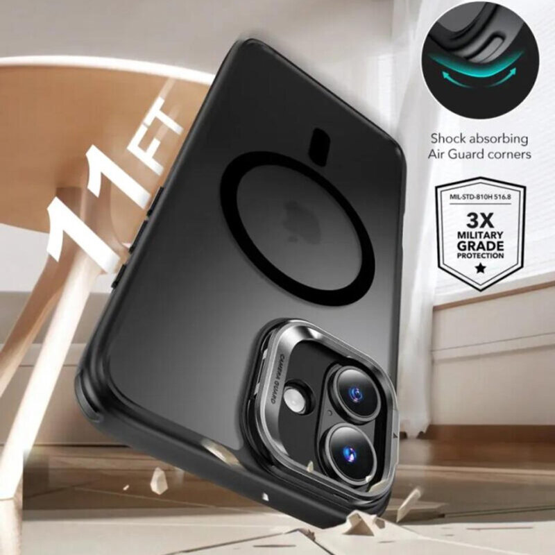 Husa iPhone 16 ESR Classic Hybrid HaloLock Kickstand, negru frost