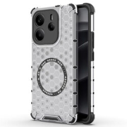 Husa transparenta Xiaomi Redmi Note 14 4G (Regional) Techsuit HoneyComb Shield MagSafe, alb