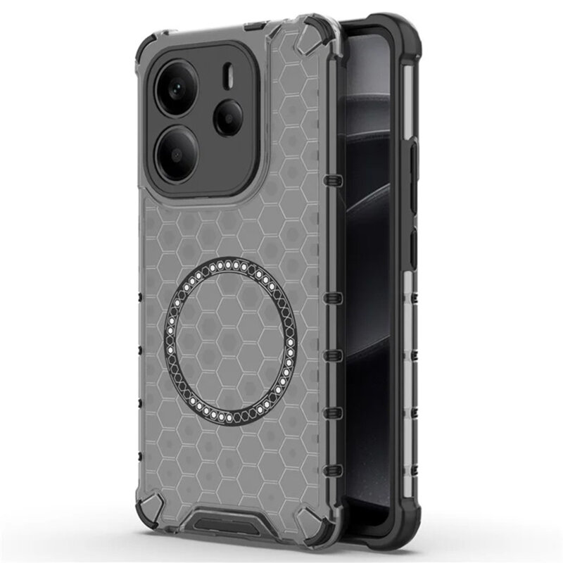 Husa transparenta Xiaomi Redmi Note 14 4G (Regional) Techsuit HoneyComb Shield MagSafe, negru