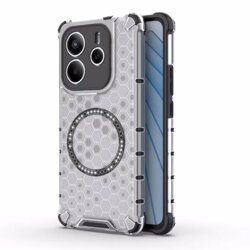 Husa transparenta Xiaomi Redmi Note 14 5G Techsuit HoneyComb Shield MagSafe, alb