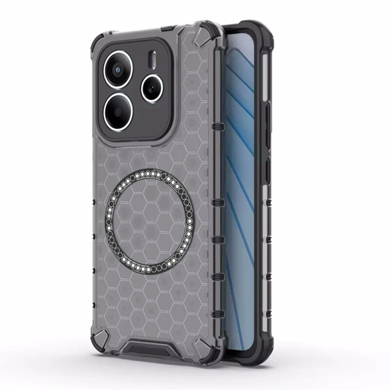 Husa transparenta Xiaomi Redmi Note 14 5G Techsuit HoneyComb Shield MagSafe, negru