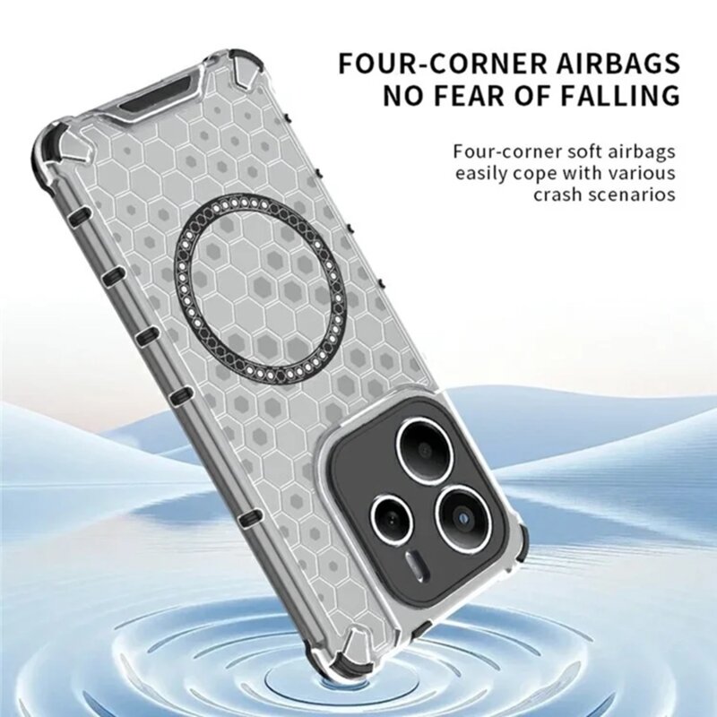 Husa transparenta Xiaomi Redmi Note 14 5G Techsuit HoneyComb Shield MagSafe, negru