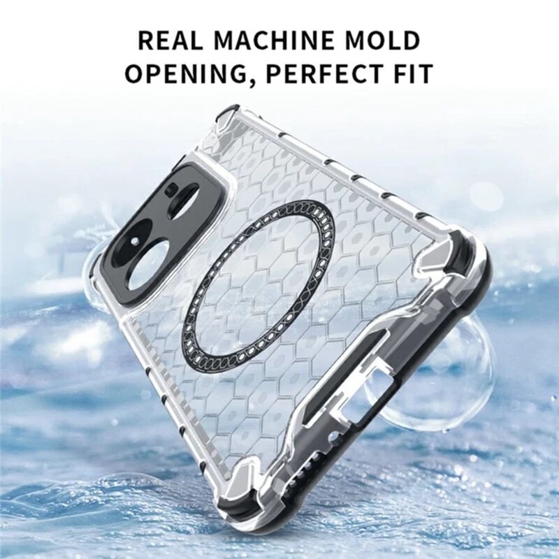 Husa transparenta Xiaomi Redmi Note 14 5G Techsuit HoneyComb Shield MagSafe, negru