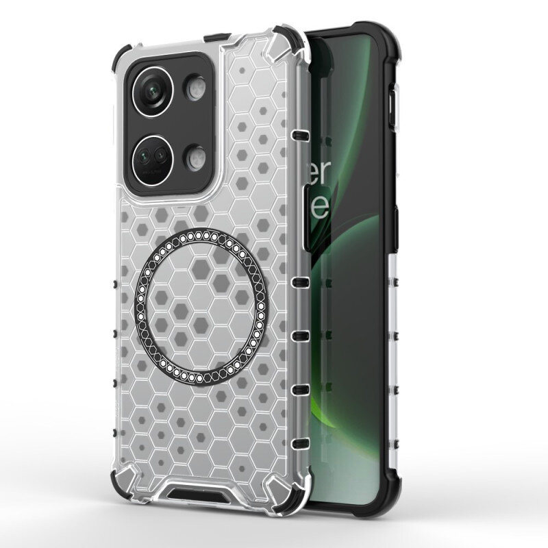 Husa transparenta OnePlus Nord 3 Techsuit HoneyComb Shield MagSafe, alb