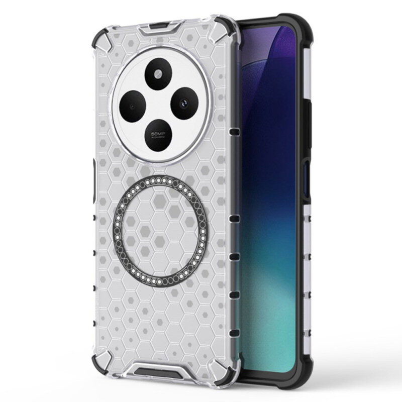 Husa transparenta Xiaomi Redmi 14C Techsuit HoneyComb Shield MagSafe, alb