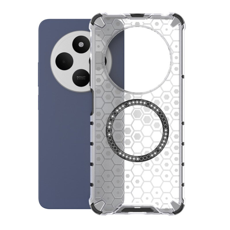 Husa transparenta Xiaomi Redmi 14C Techsuit HoneyComb Shield MagSafe, alb