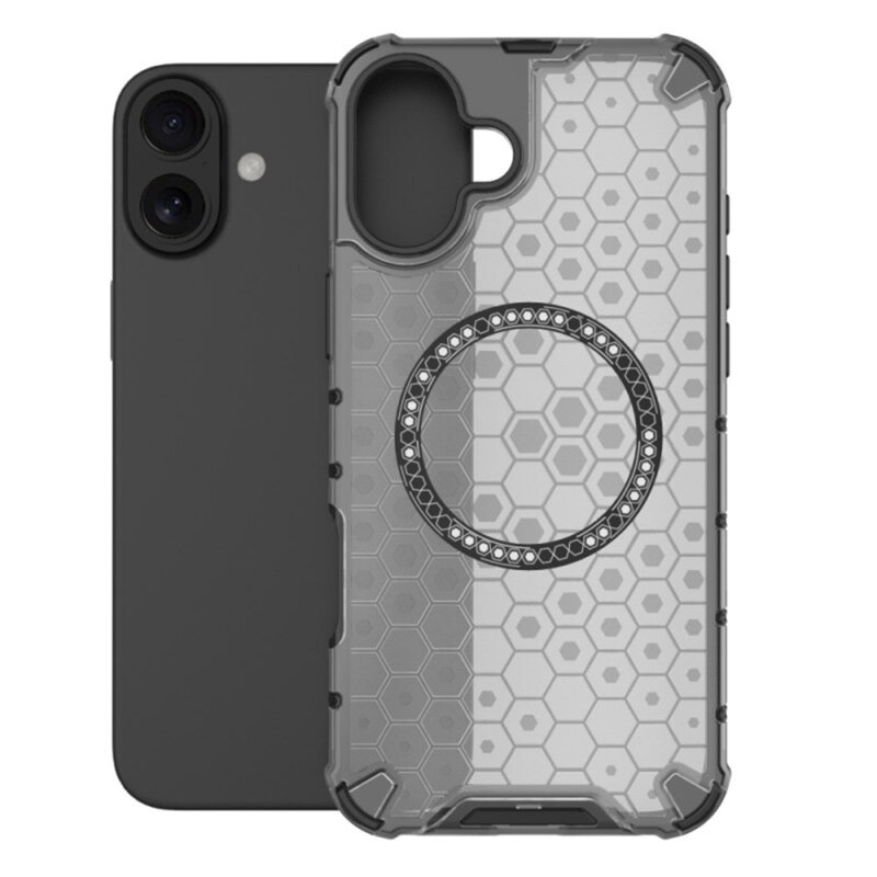Husa transparenta iPhone 16 Techsuit HoneyComb Shield MagSafe, alb