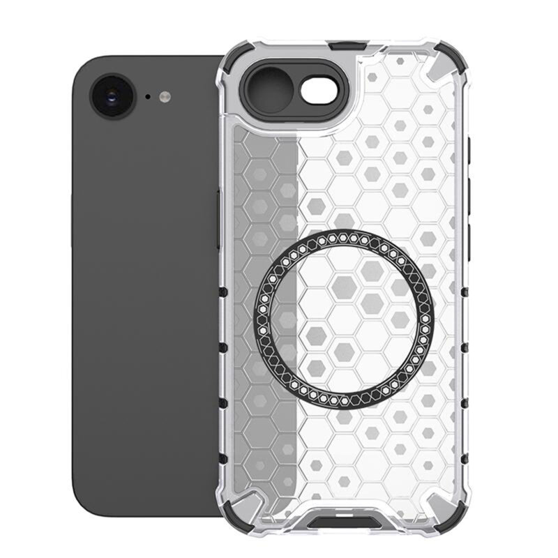 Husa transparenta iPhone 16e Techsuit HoneyComb Shield MagSafe, alb