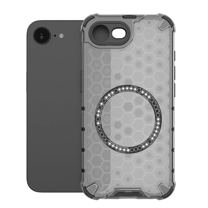 Husa transparenta iPhone 16e Techsuit HoneyComb Shield MagSafe, negru
